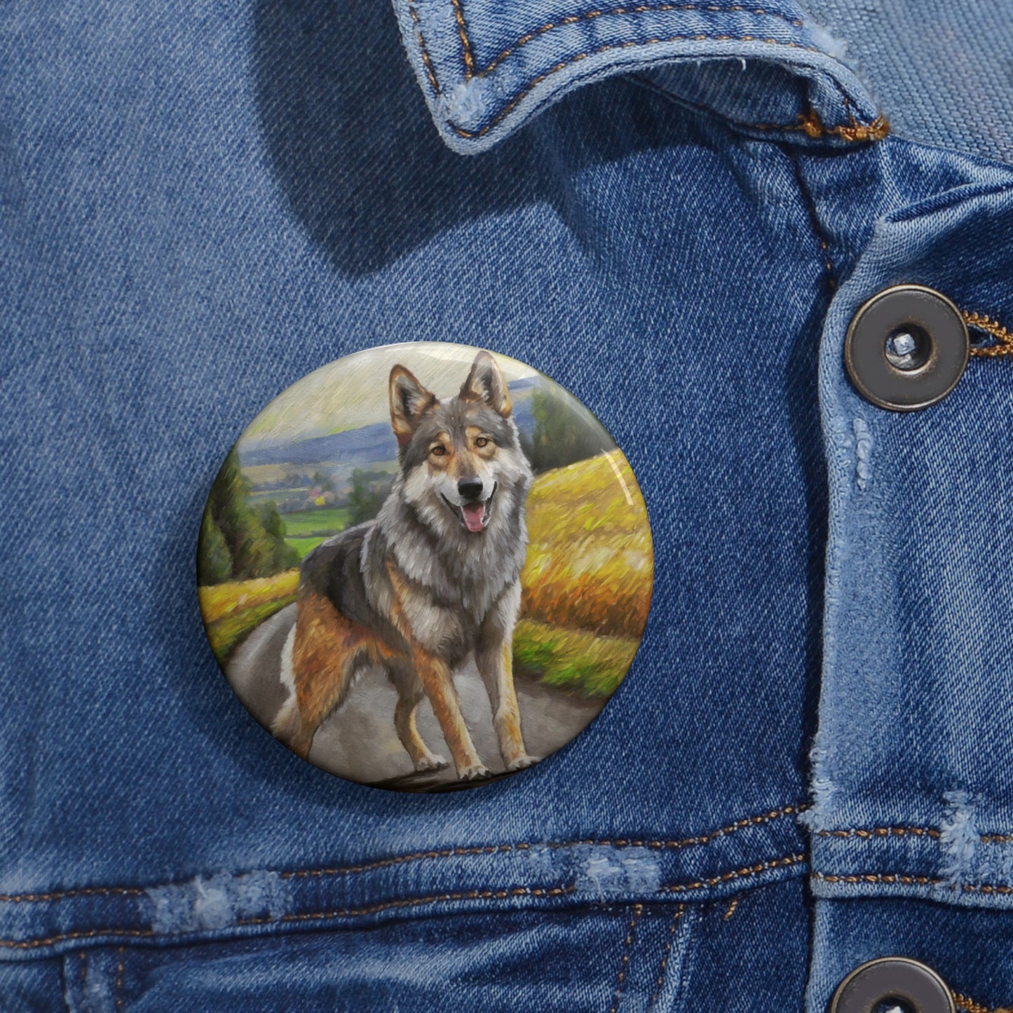 Czechoslovakian Vlcak 'Wolfdog' Metal Pinback Button