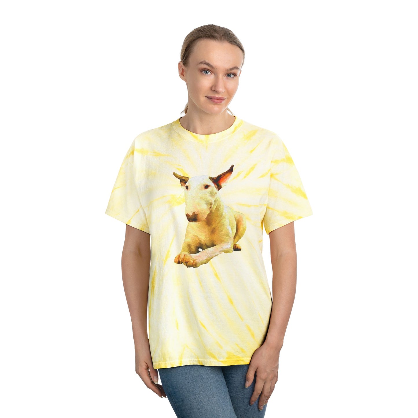 English Bull Terrier Unisex Tie-Dye Cotton Tee, Cyclone
