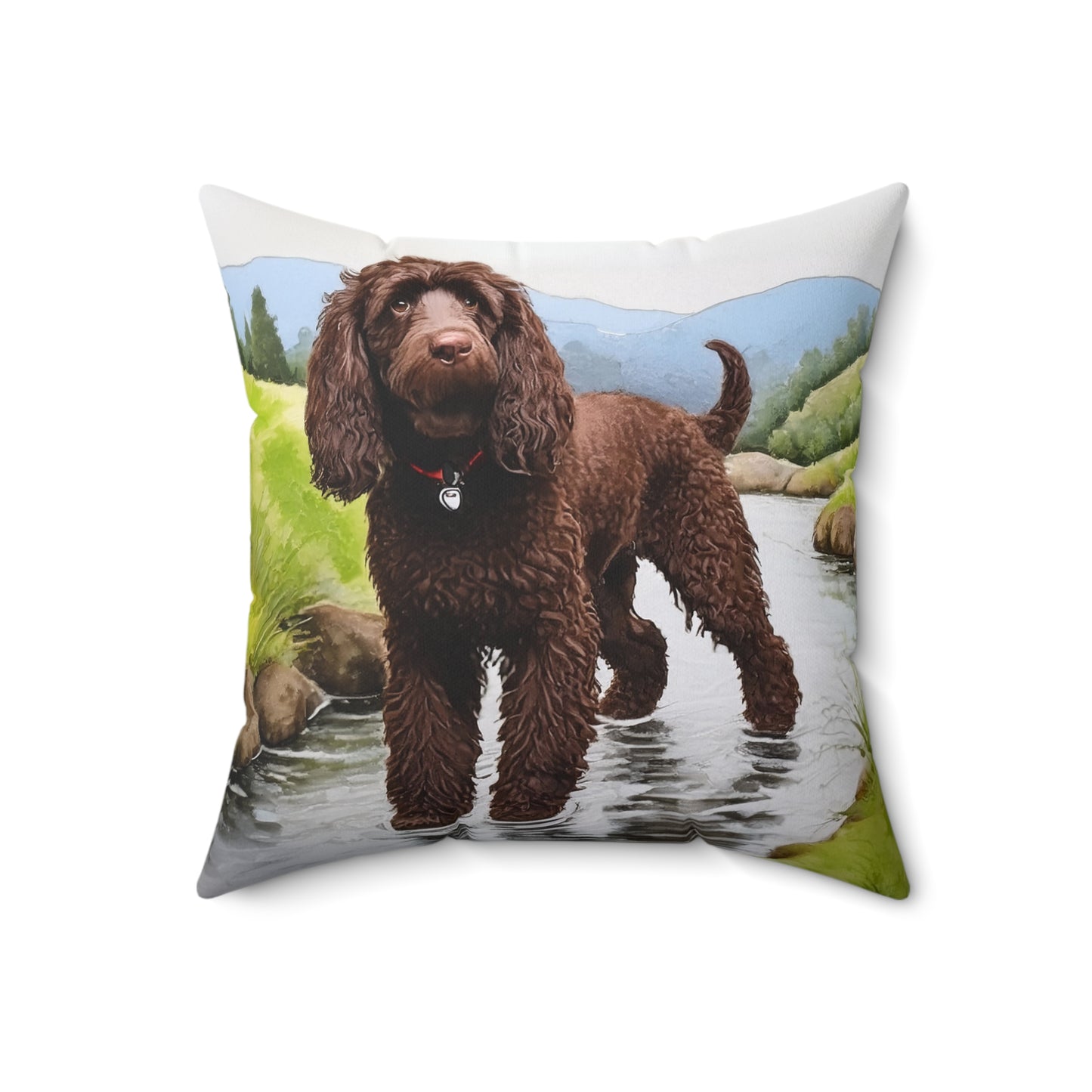 Irish Water Spaniel Spun Polyester Square Pillow