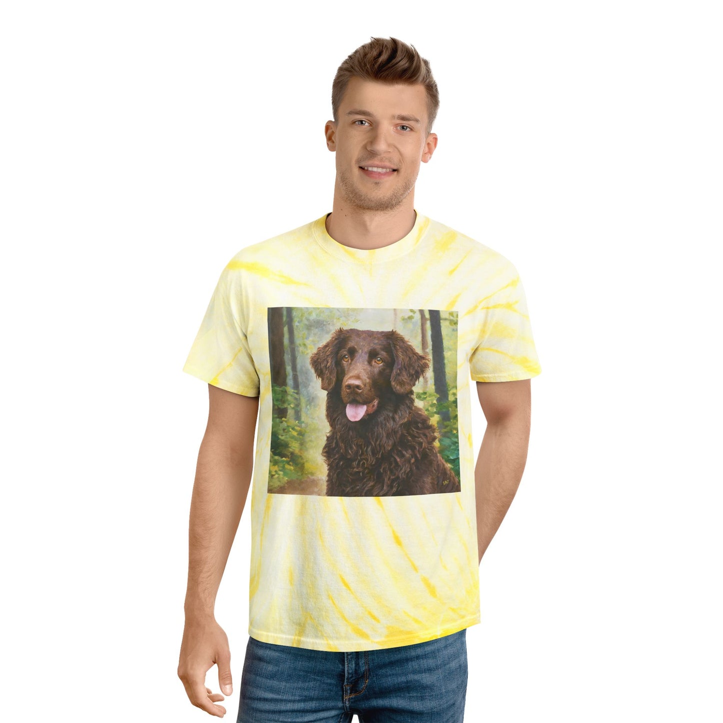 Curly-Coated Retriever Tie-Dye Tee, Cyclone