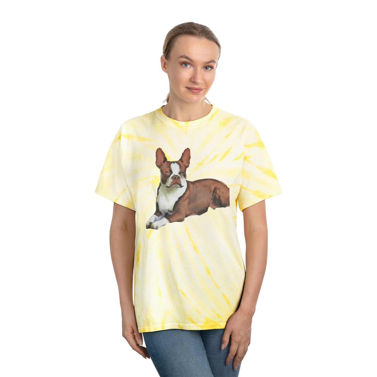 Boston Terrier 'Seely' Unisex Cotton Tie-Dye Tee, Cyclone