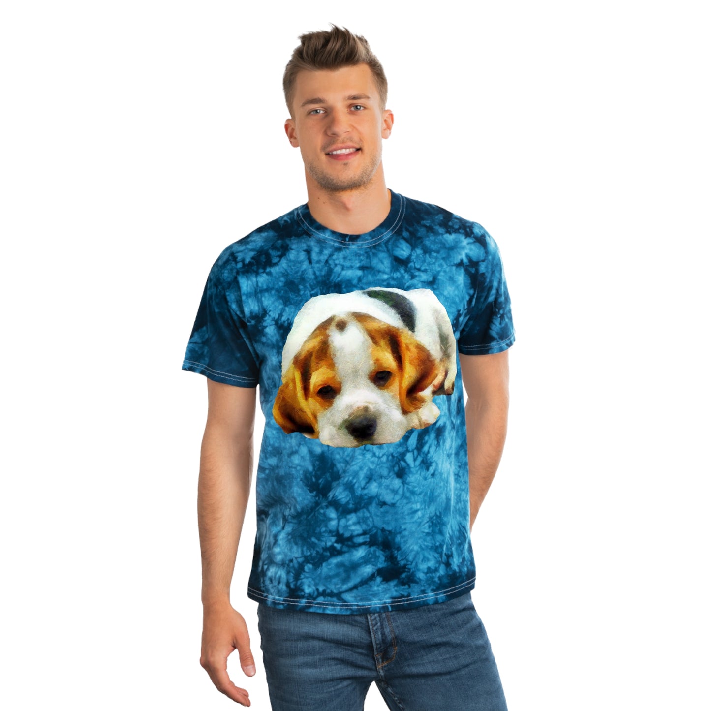 English Foxhound 'Sasha' Unisex Cotton - Tie-Dye Tee, Crystal