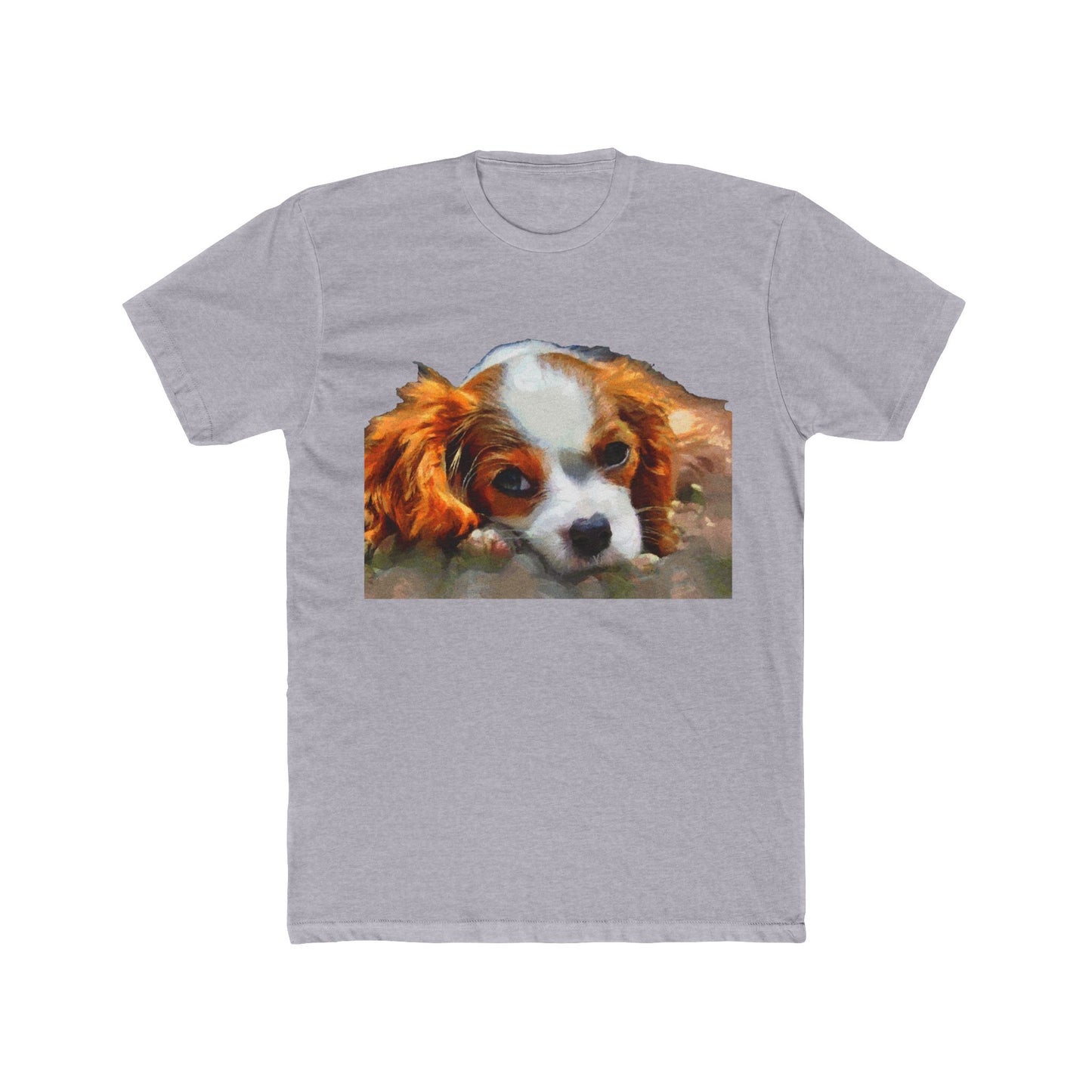 Cavalier King Charles Spaniel Puppy - Men's Fitted Cotton Crew Tee