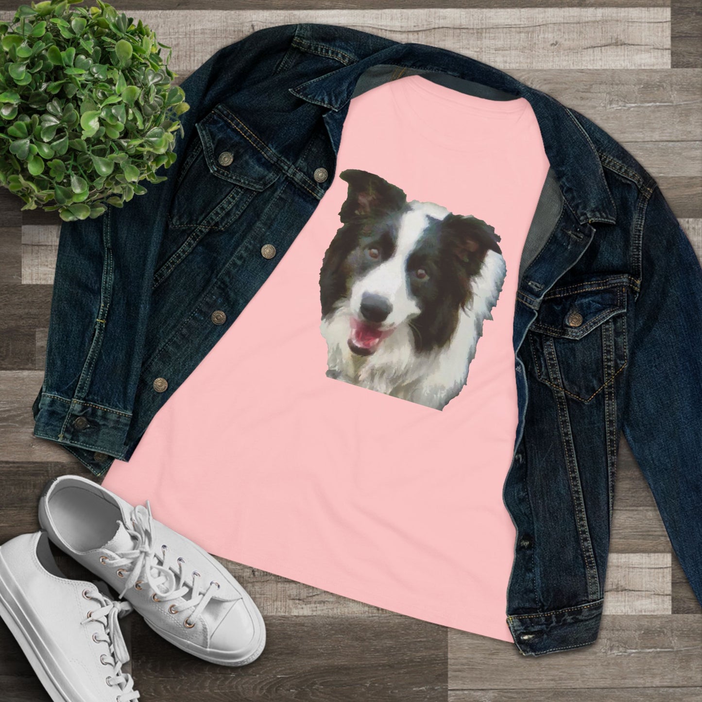 Border Collie 'Archie' Women's Relaxed Fit Cotton Tee