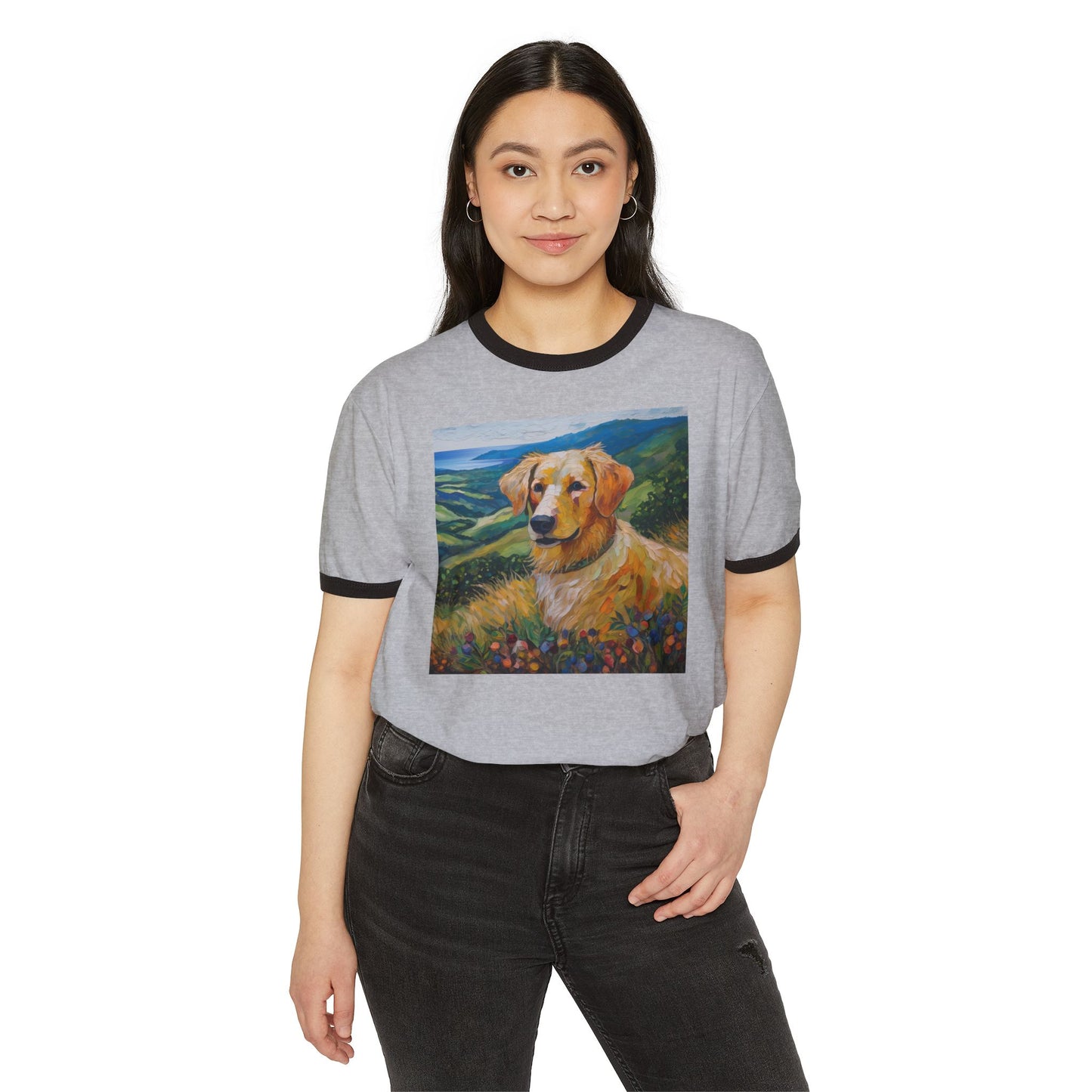 Golden Retriever #3 - Unisex Cotton Ringer T-Shirt