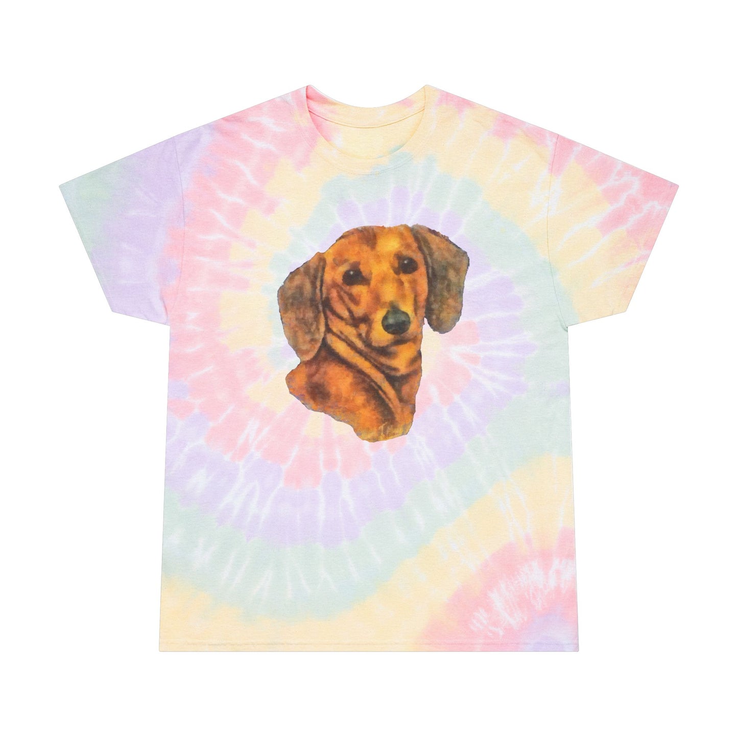 Dachshund 'Doxie 1' Unisex Cotton Tie-Dye Tee, Spiral