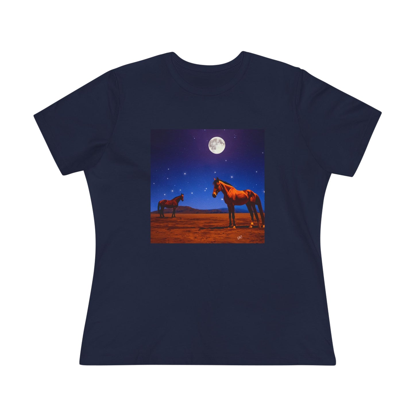 Horses In Moonlight - Relaxed Fit Women's Cotton Tee