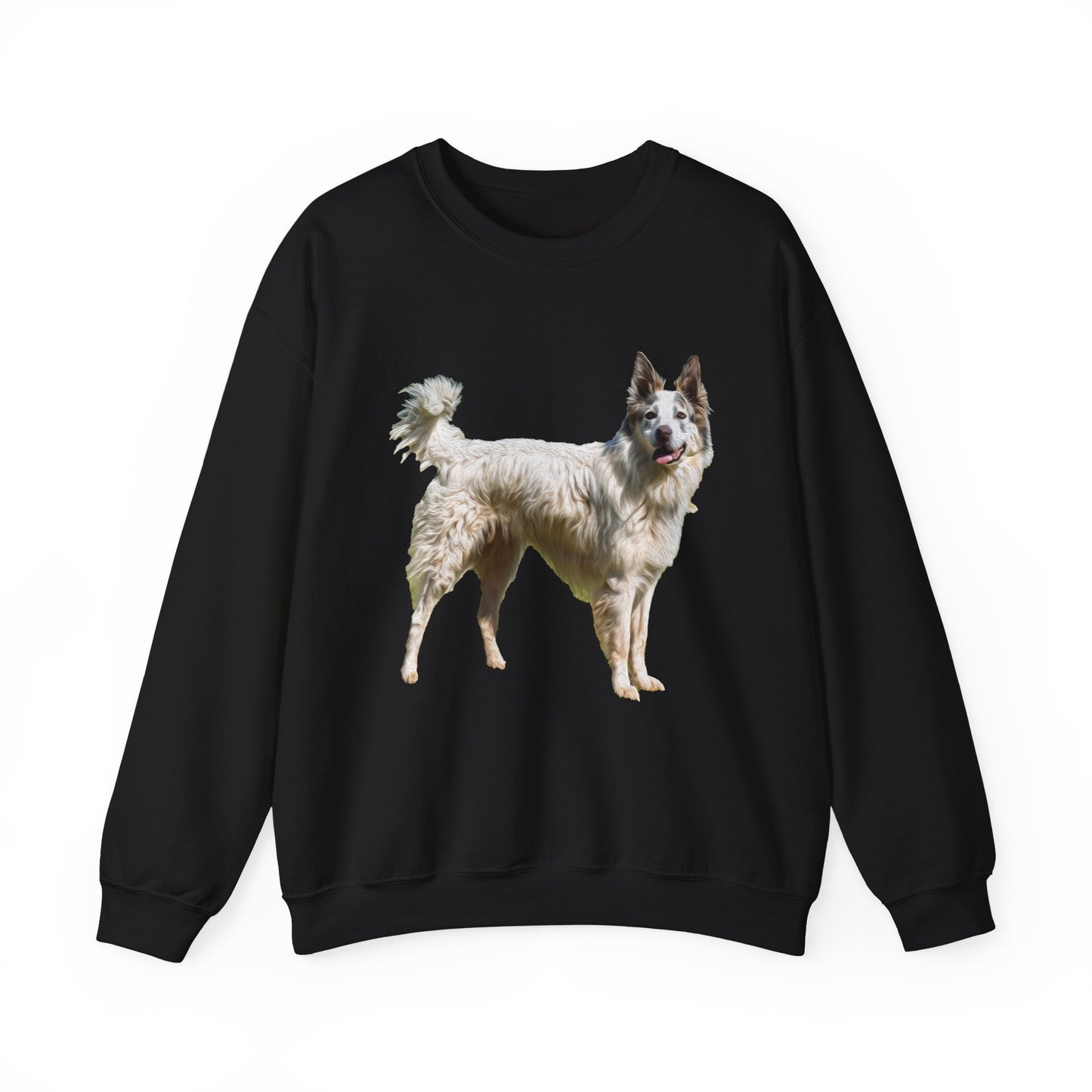 Chilly Day Charm: Pyrenean Shepherd Unisex 50/50 Crewneck Sweatshirt