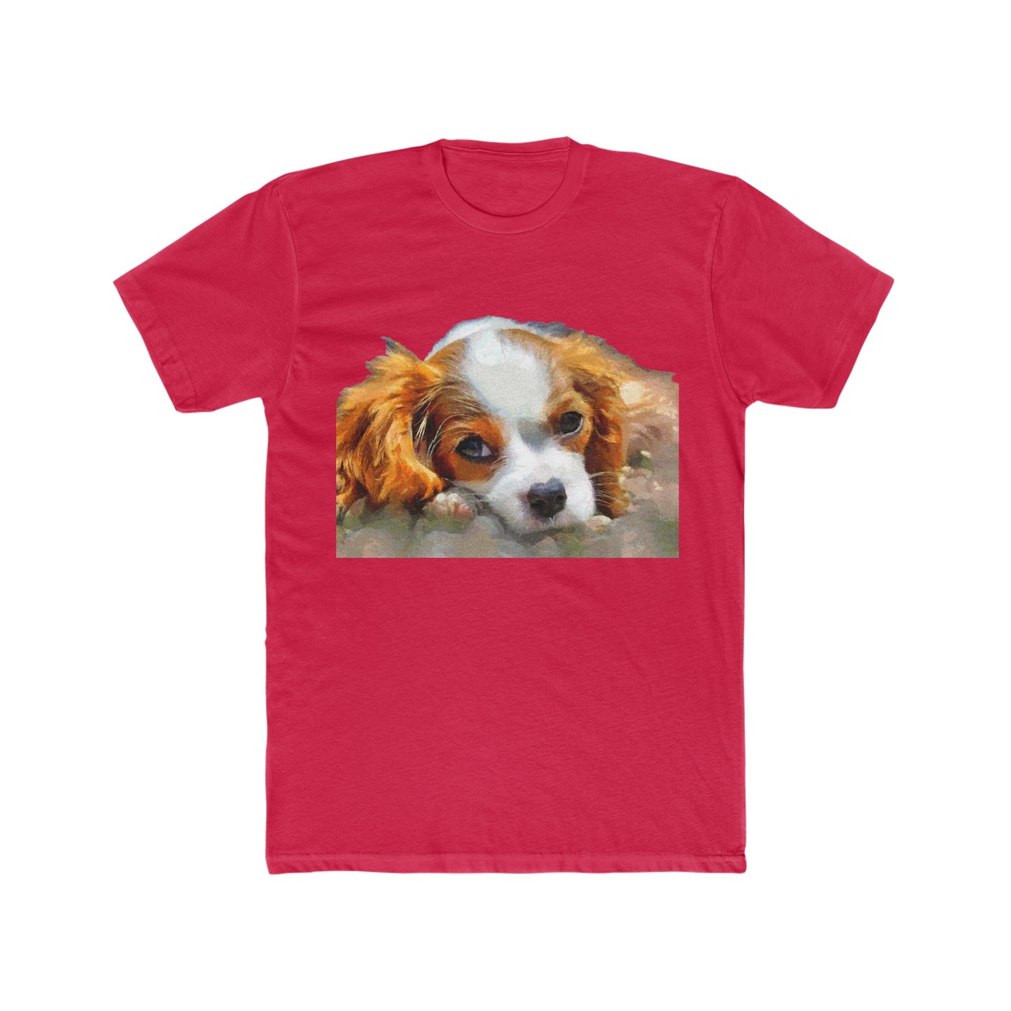 Cavalier King Charles Spaniel Puppy - Men's Fitted Cotton Crew Tee