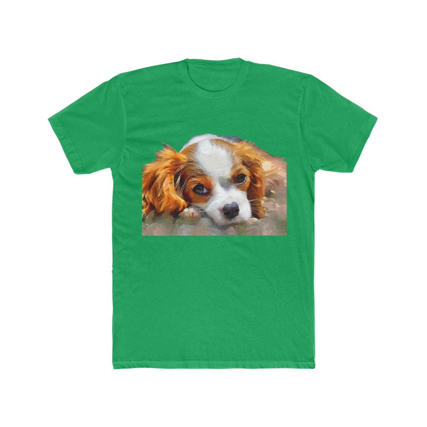 Cavalier King Charles Spaniel Puppy - Men's Fitted Cotton Crew Tee