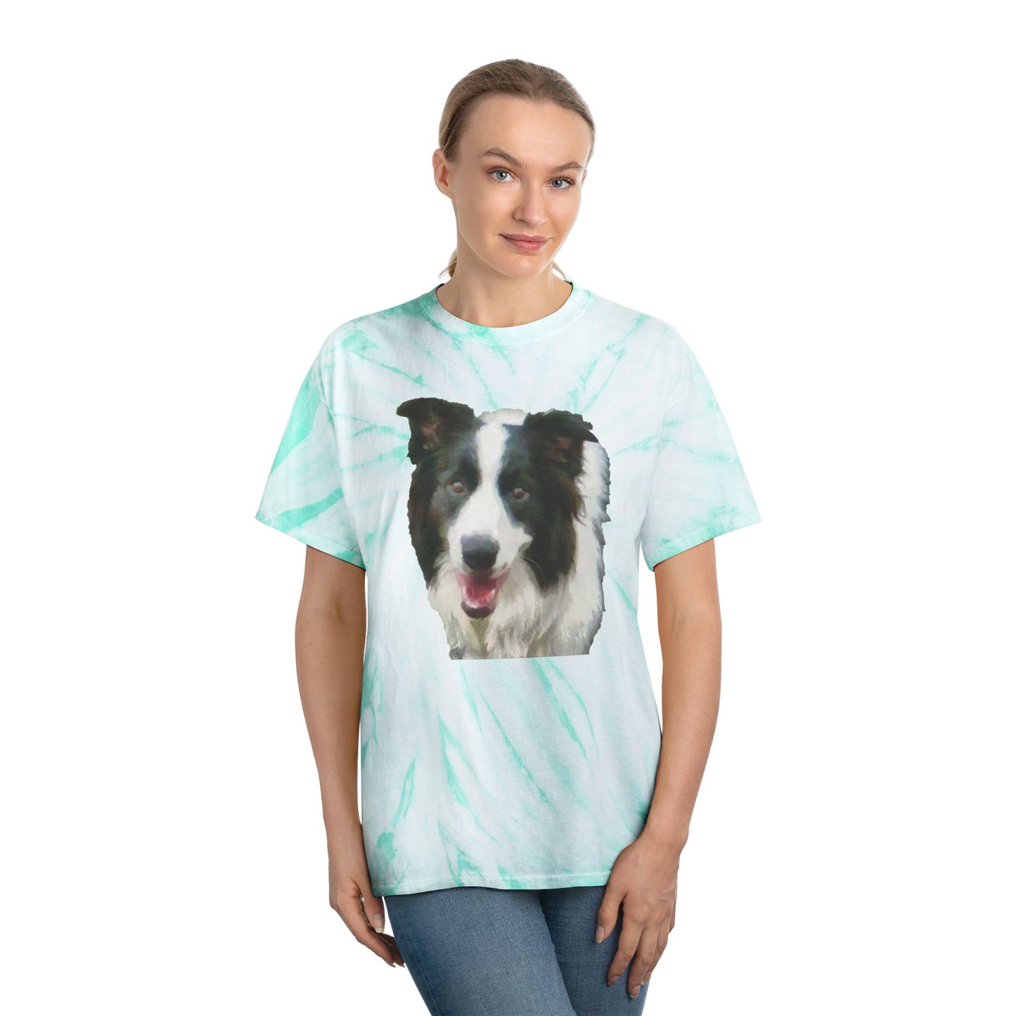 Border Collie #2 - Unisex Cotton Tie-Dye Tee, Cyclone