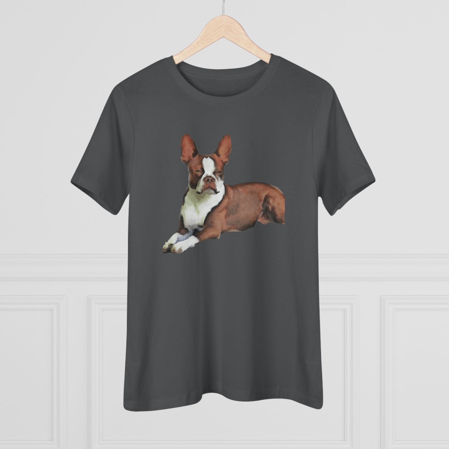 Boston Terrier Brown & White Women's Relaxed Cotton Tee