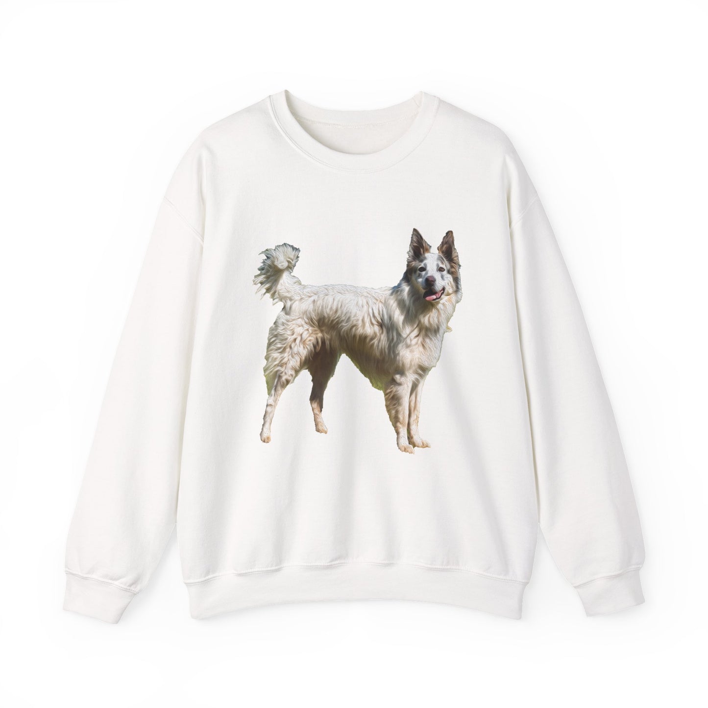 Chilly Day Charm: Pyrenean Shepherd Unisex 50/50 Crewneck Sweatshirt