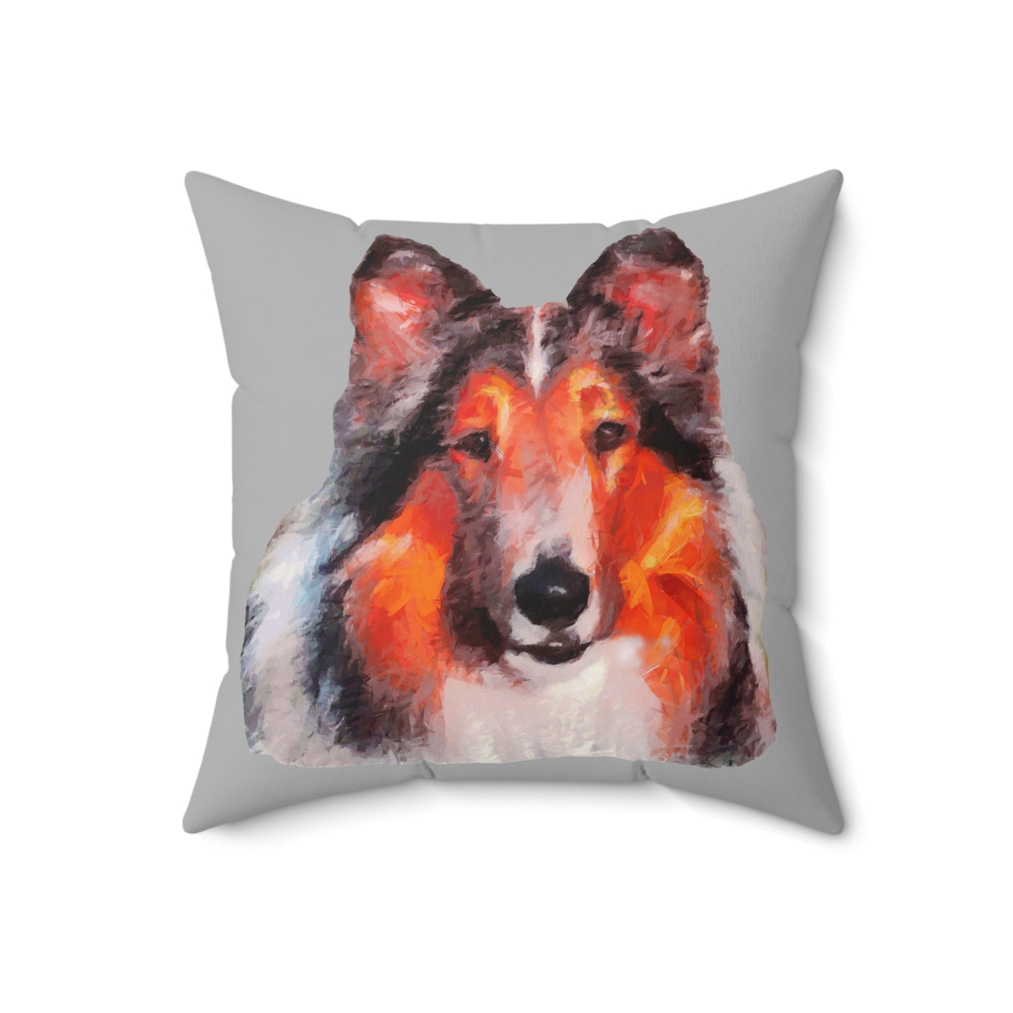 Rough Coated Collie Spun Polyester Throw Pillow