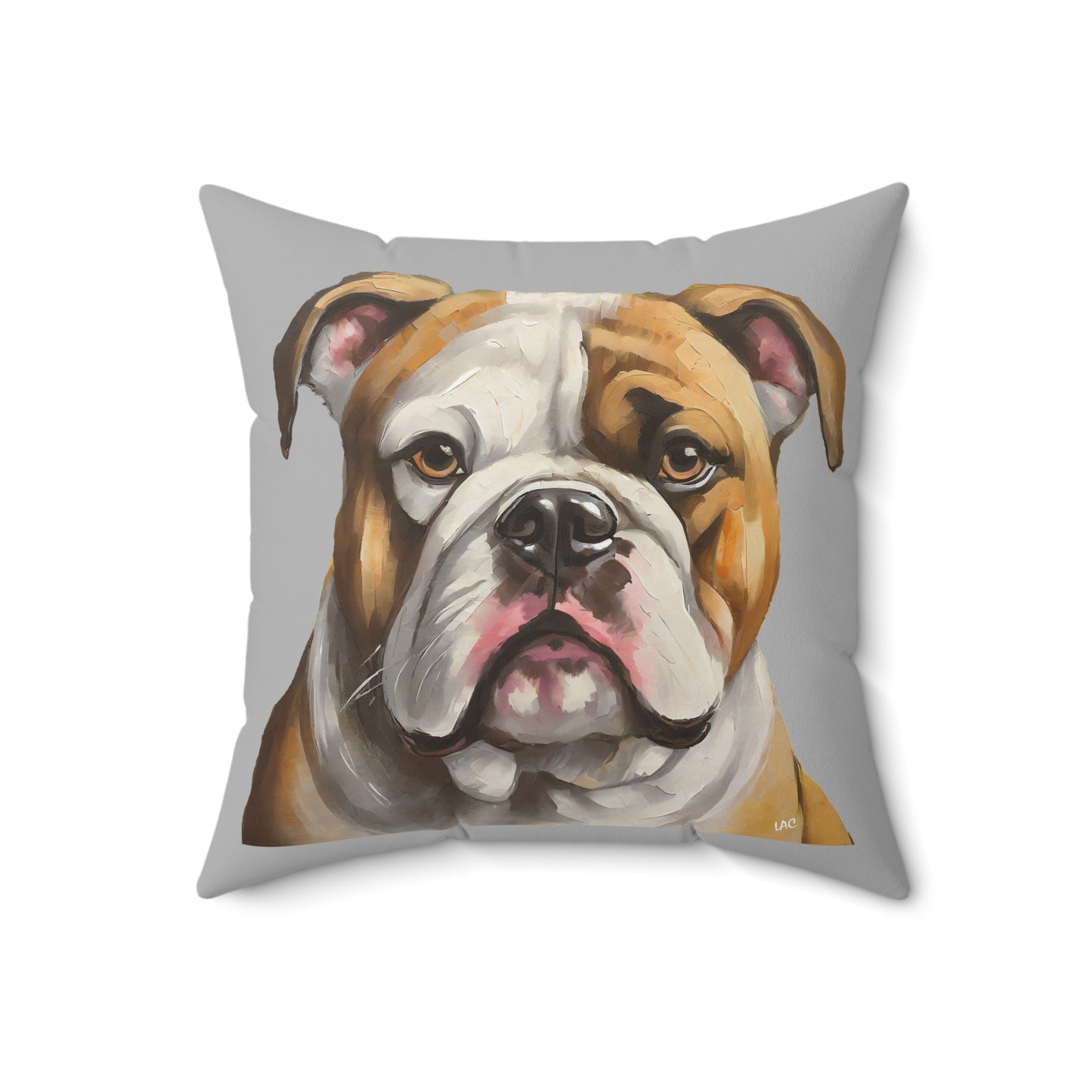 American Bulldog Spun Polyester Square Throw Pillow