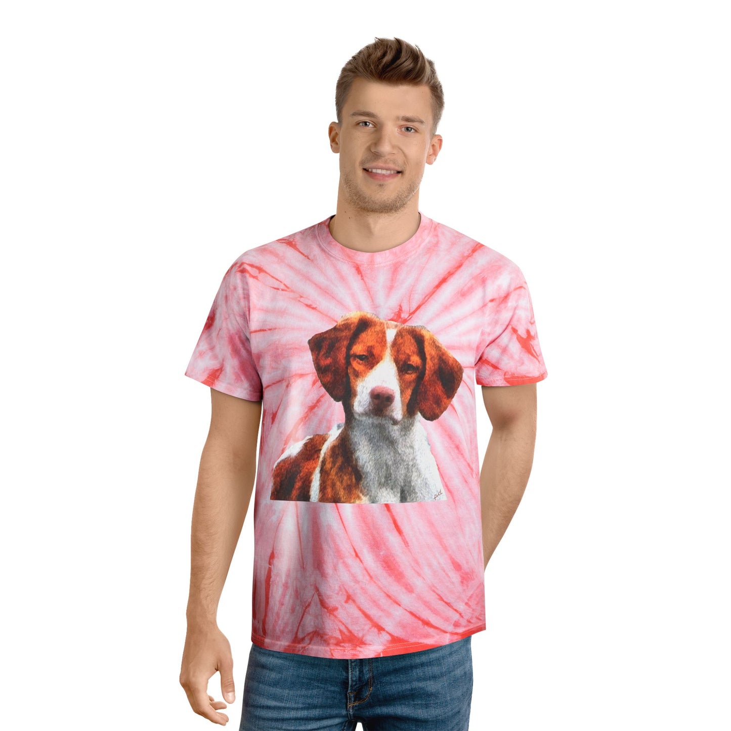 Brittany Spaniel 'Gunner' Unisex Tie-Dye Tee, Cyclone