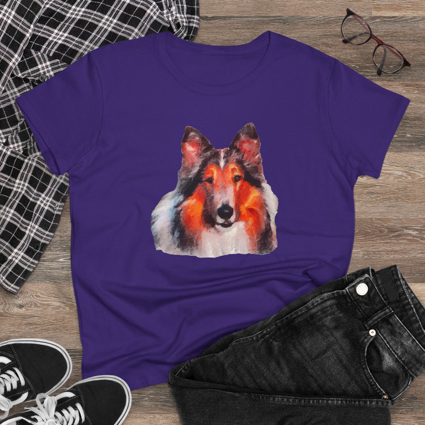 Collie - Rough Coated - Women's Midweight Cotton Tee