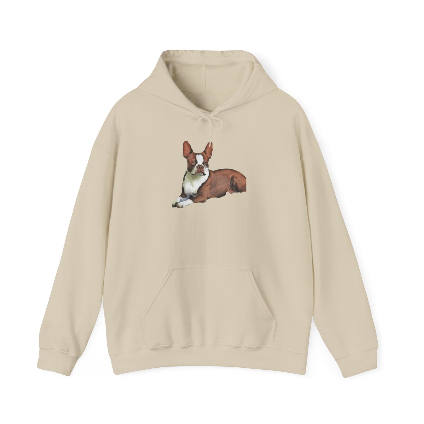 Boston Terrier Brown & White Unisex 50/50 Hooded Sweatshirt