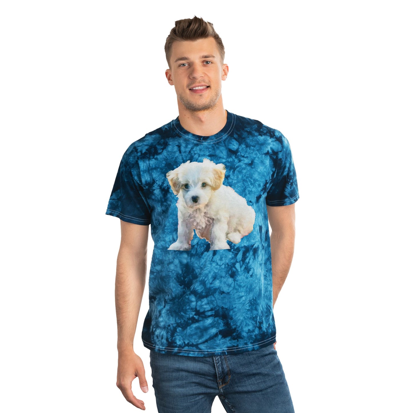Bichon Frise Unisex Cotton Tie-Dye Tee, Crystal