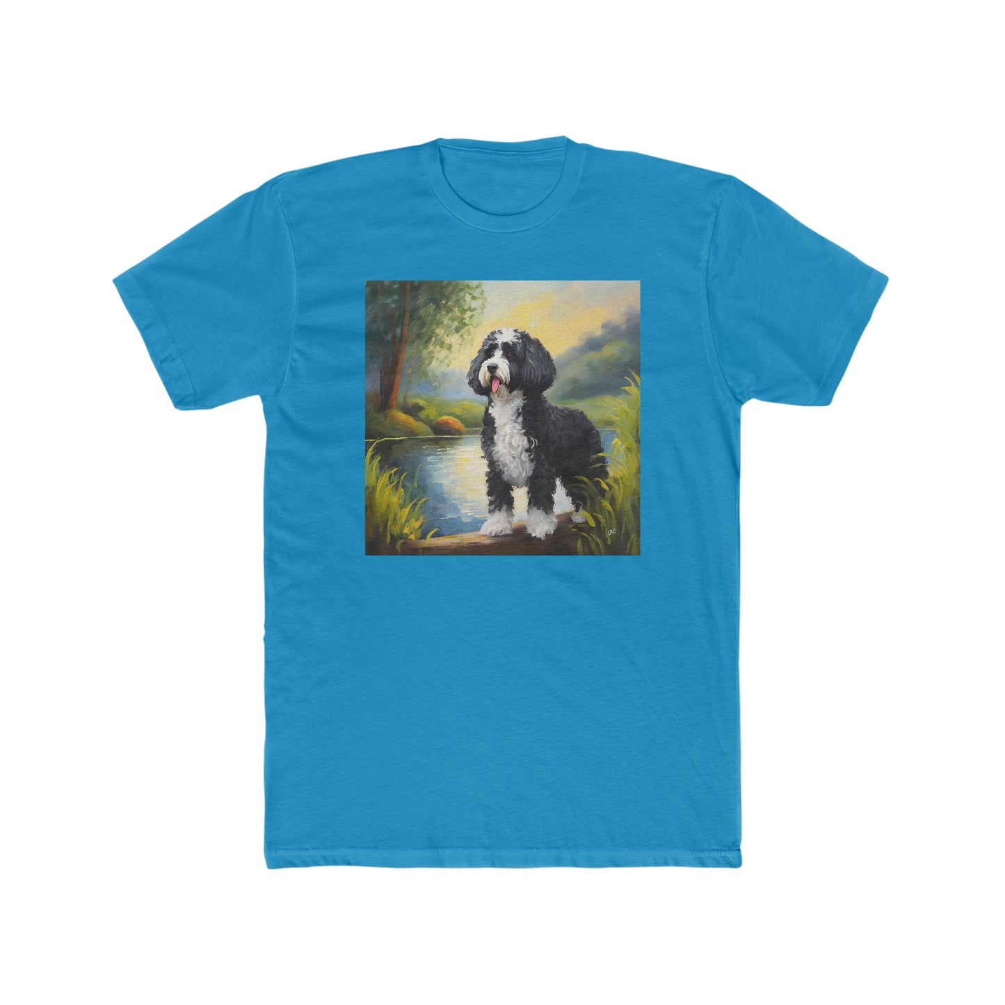Portuguese Water Dog -- Men's Fitted Cotton Crew Tee