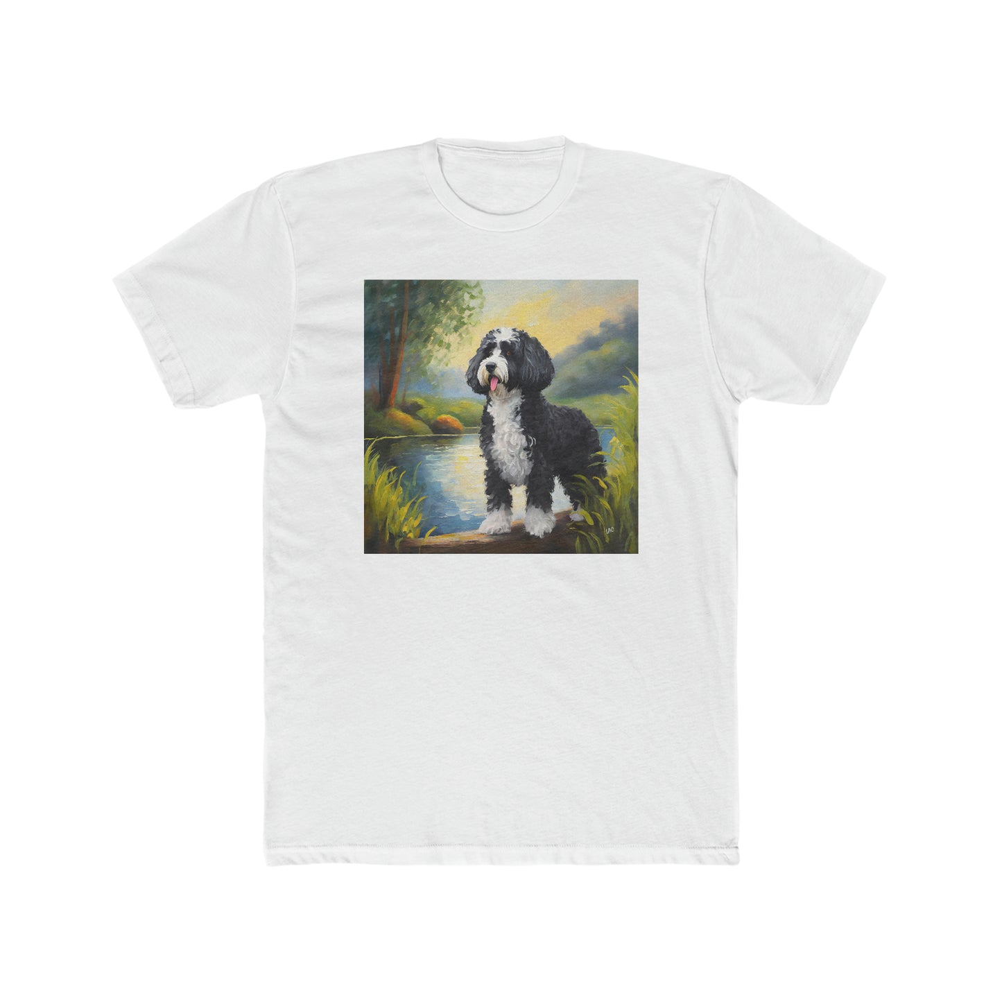 Portuguese Water Dog -- Men's Fitted Cotton Crew Tee