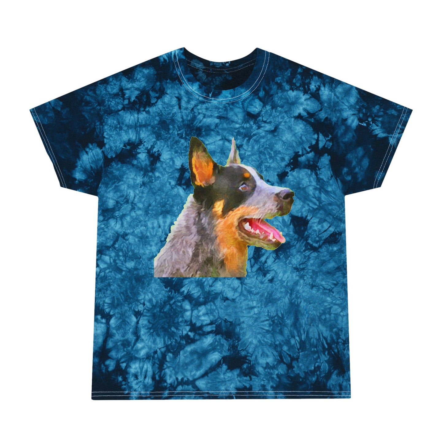 Blue Heeler - Australian Cattle Dog 'Percy' Unisex Cotton Tie-Dye Tee, Crystal