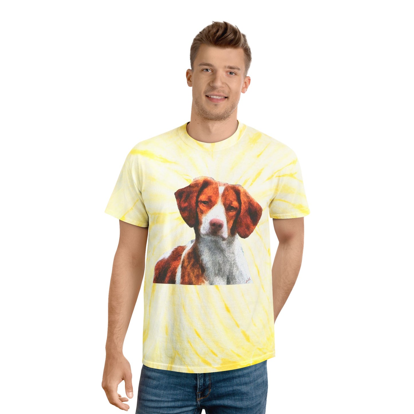 Brittany Spaniel 'Gunner' Unisex Tie-Dye Tee, Cyclone