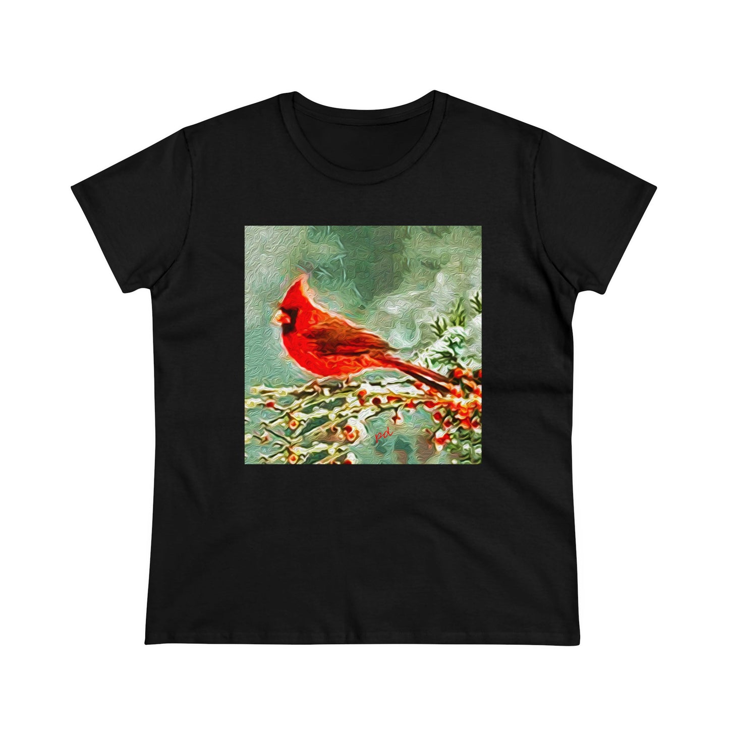 Winter Cardinal -- Women's Midweight Cotton Tee