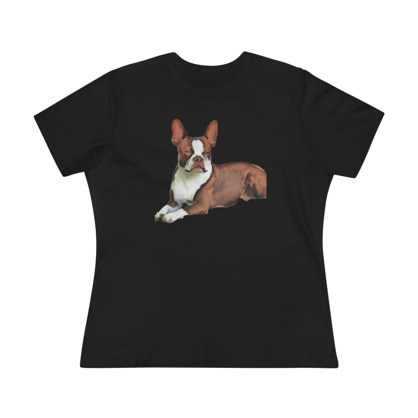 Boston Terrier Brown & White Women's Relaxed Cotton Tee