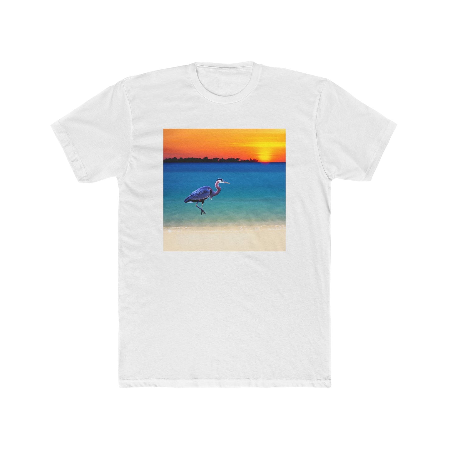 Blue Heron in Sunset - Men's Cotton Crew Tee