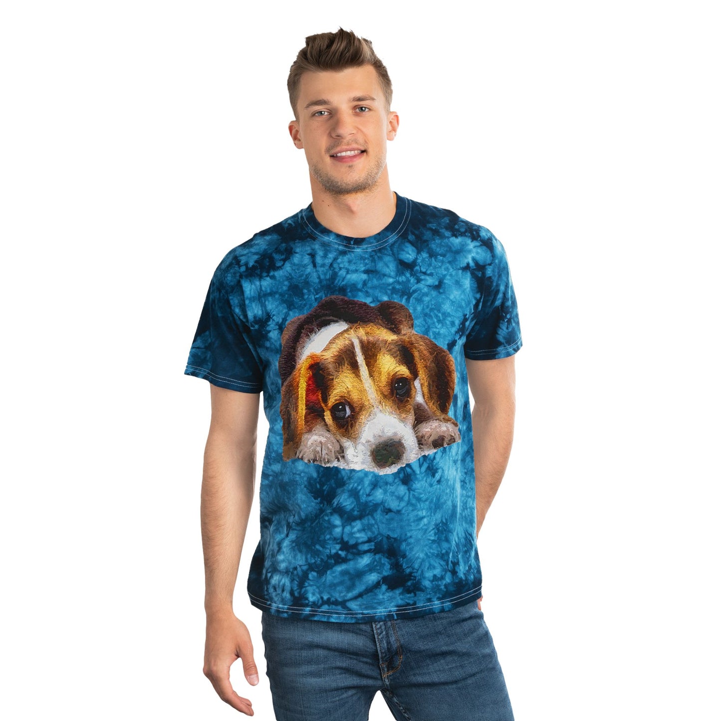 Beagle 'Daisy Mae' Unisex Cotton Tie-Dye Tee, Crystal