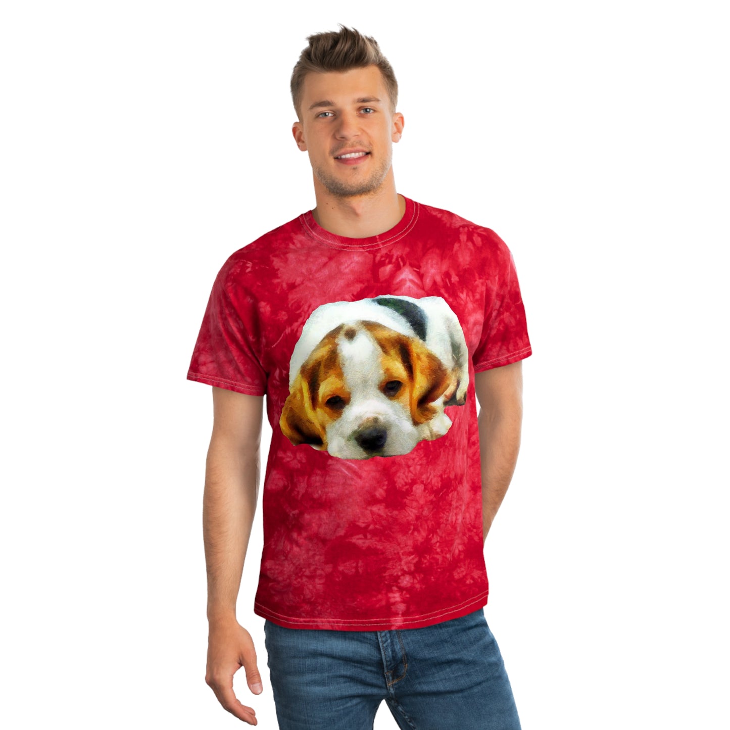 English Foxhound 'Sasha' Unisex Cotton - Tie-Dye Tee, Crystal