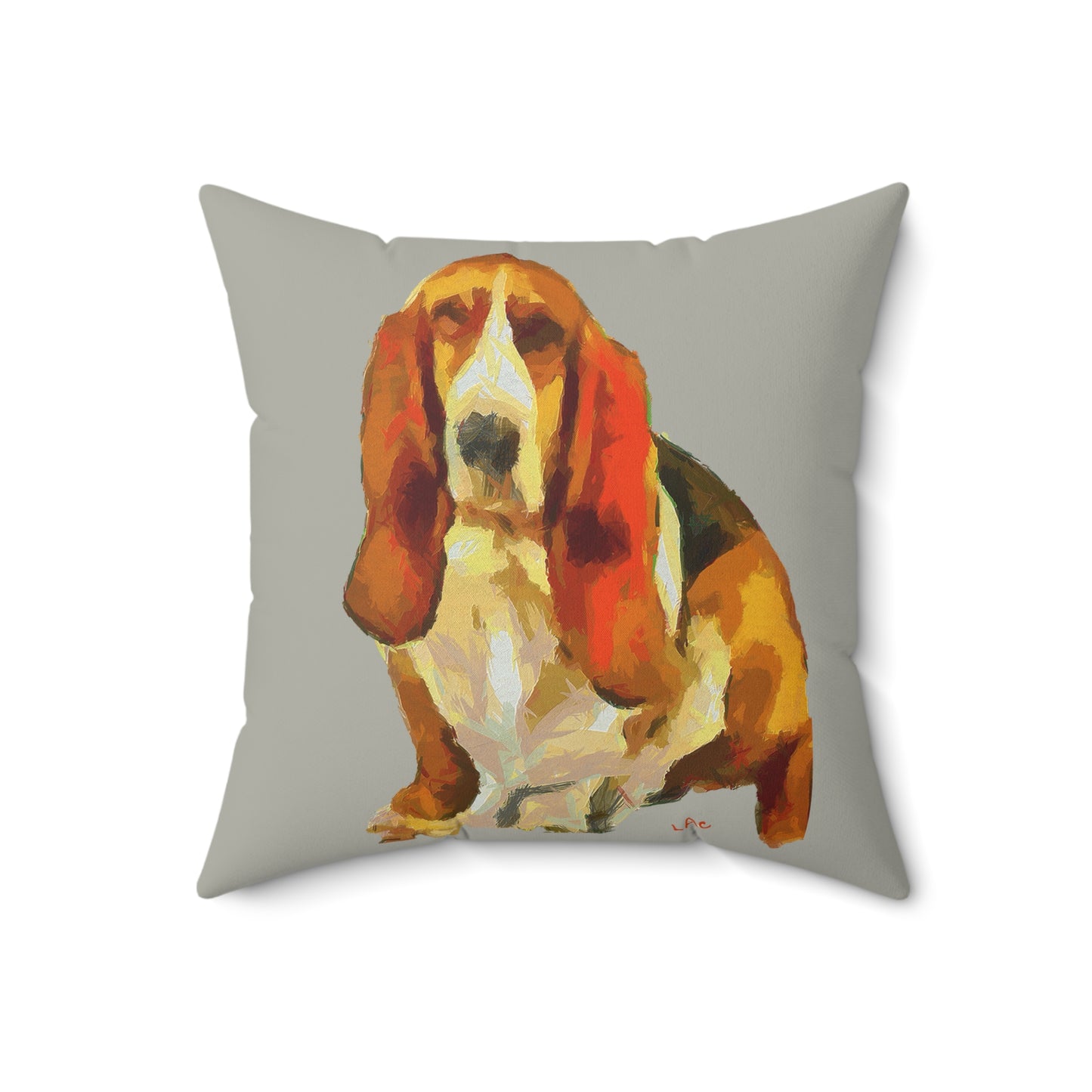 Basset Hound 'Lautrec' Spun Polyester Throw Pillow