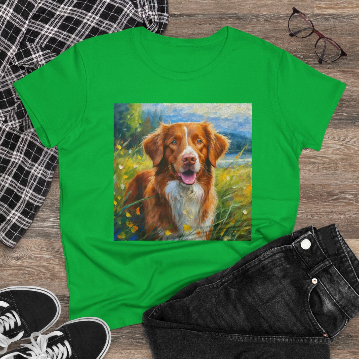 Nova Scotia Duck Tolling Retriever 'DIxie' Women's Midweight Cotton Tee