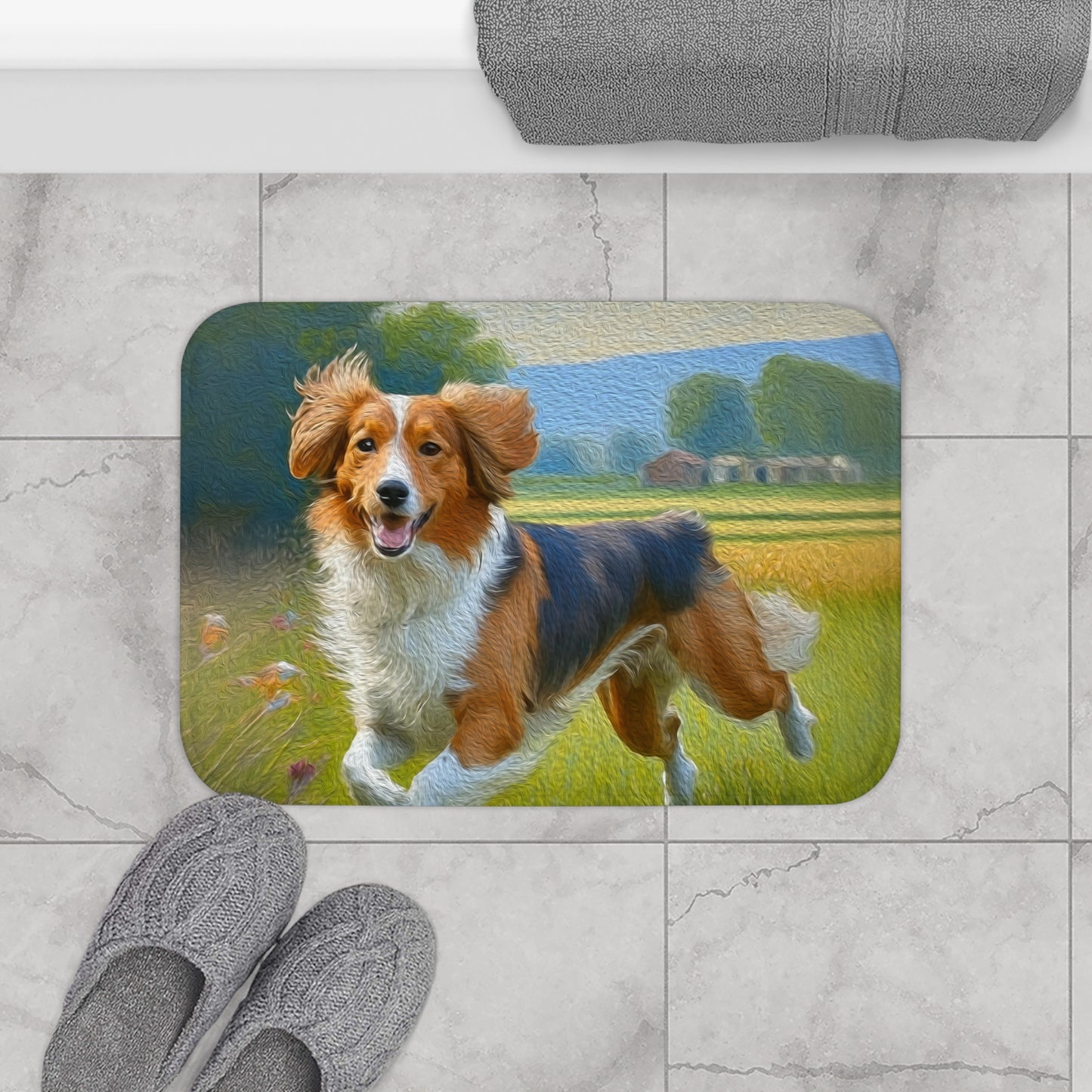 Nederlandse Kooikerhondje Bathroom Rug Mat