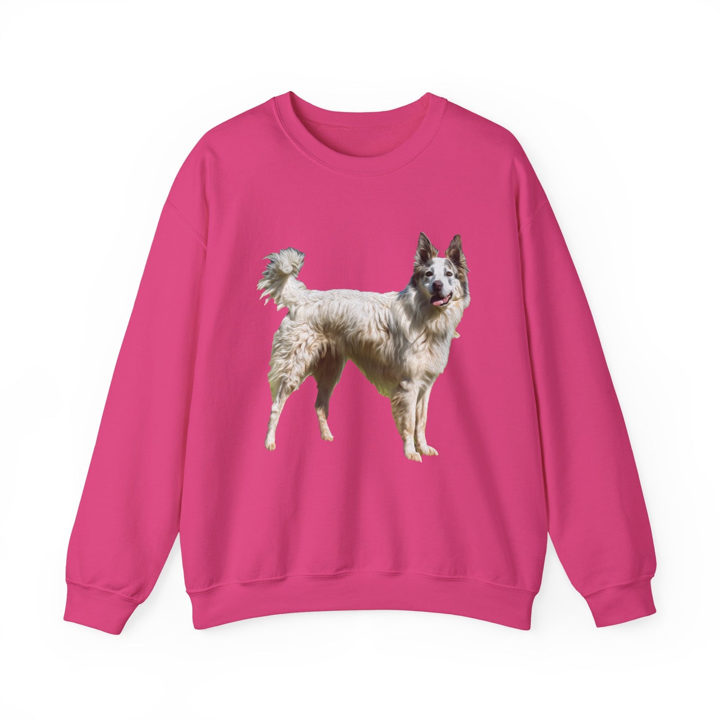 Chilly Day Charm: Pyrenean Shepherd Unisex 50/50 Crewneck Sweatshirt