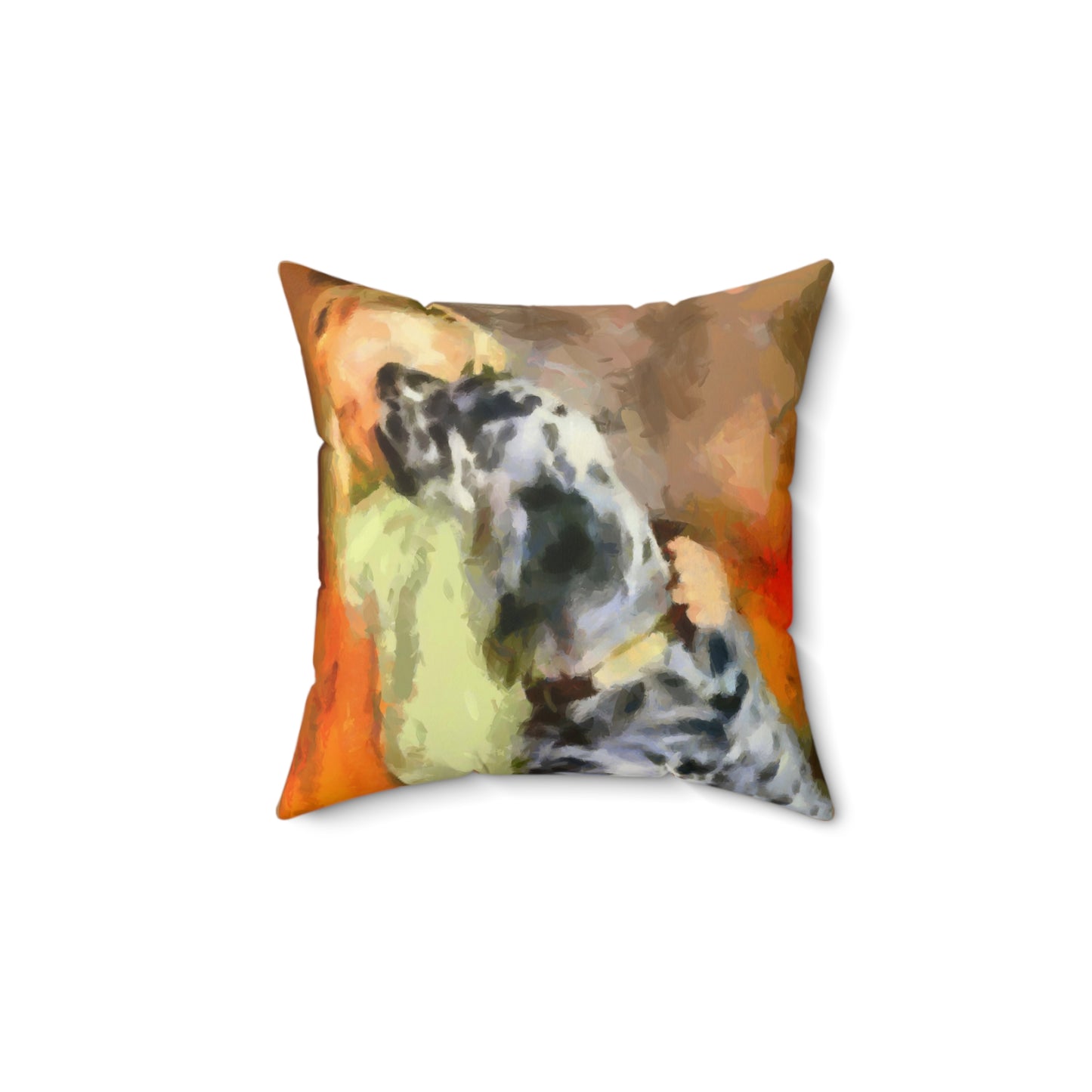 English Setter & Child Spun Polyester Throw Pillow