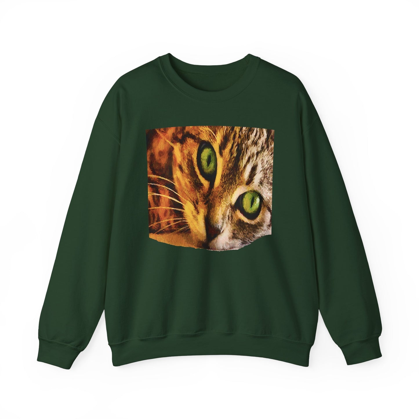 Wide-Eye Cat Unisex 50/50 Crewneck Sweatshirt