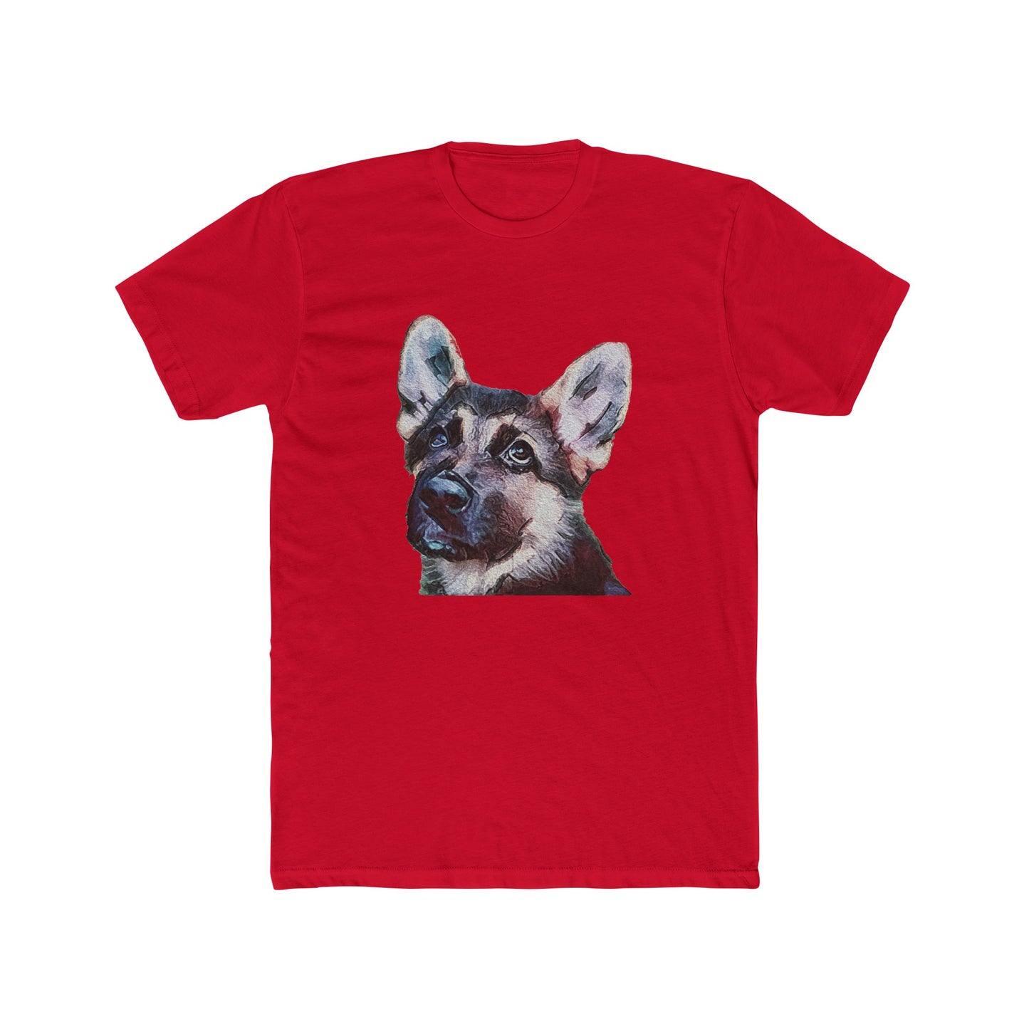 German Shepherd 'Sly' Men's Fitted Crew 100% Cotton T-Shirt