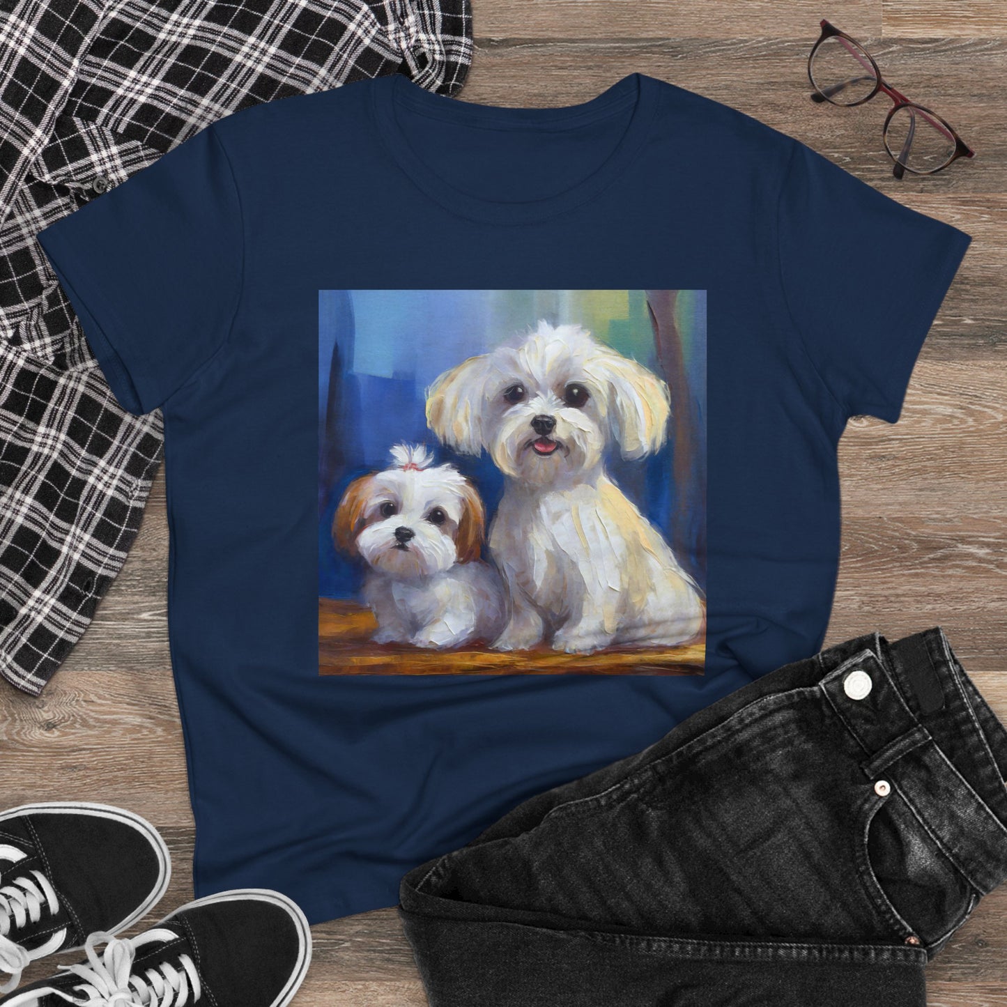 Maltese Puppies Women's Midweight Cotton Tee