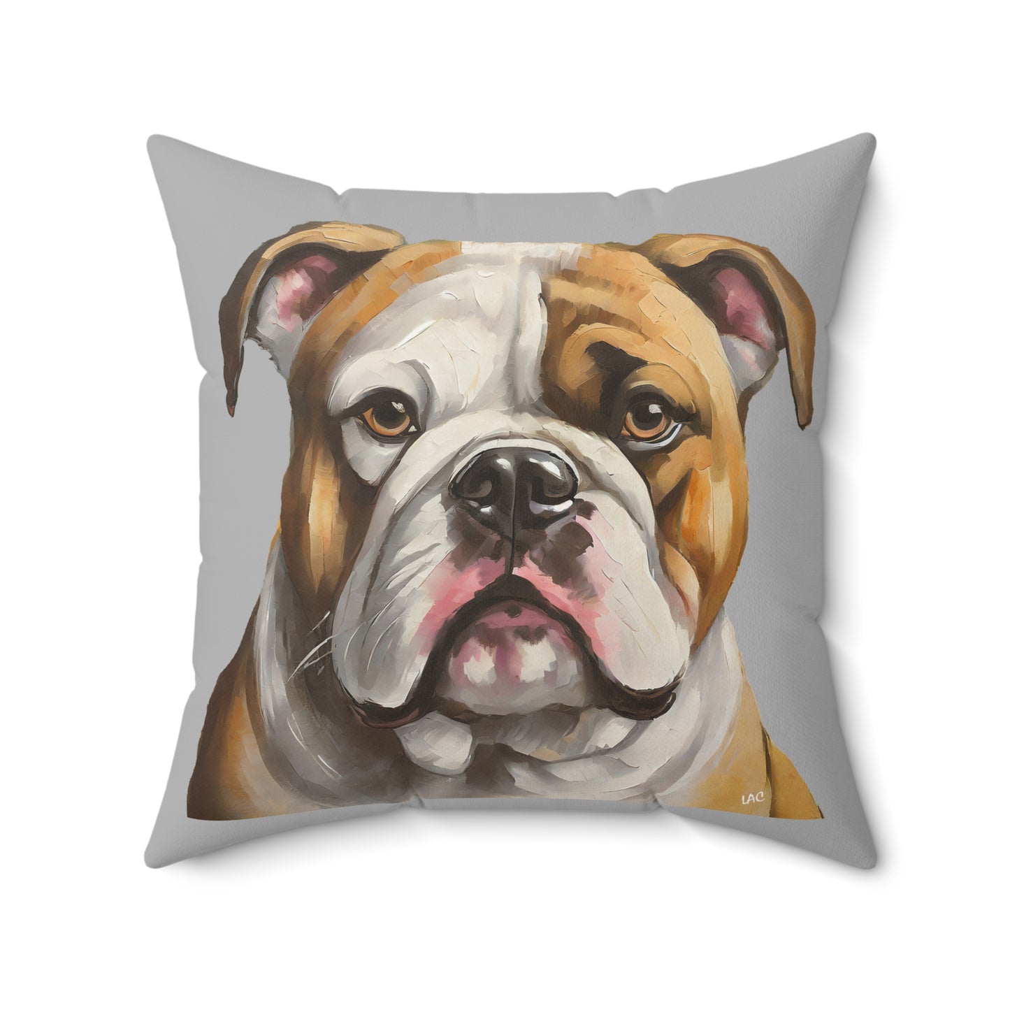 American Bulldog Spun Polyester Square Throw Pillow