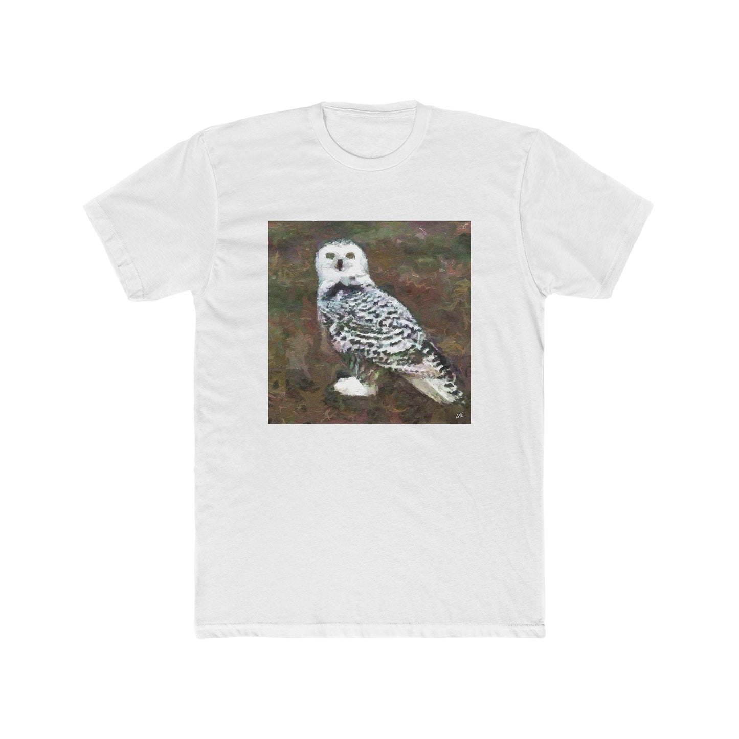 Snowy White Owl - Men's Fitted Cotton Crew Tee