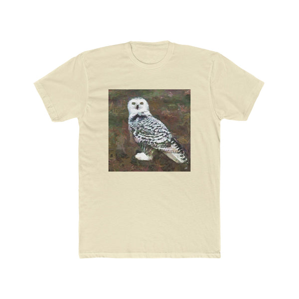 Snowy White Owl - Men's Fitted Cotton Crew Tee