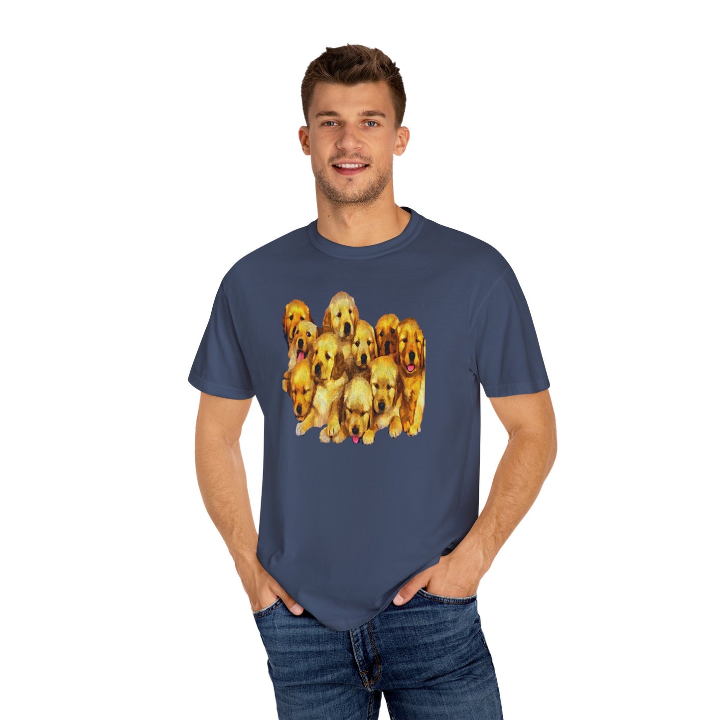Golden Retriever Puppies Unisex-Adult Relaxed Fit Cotton T-shirt