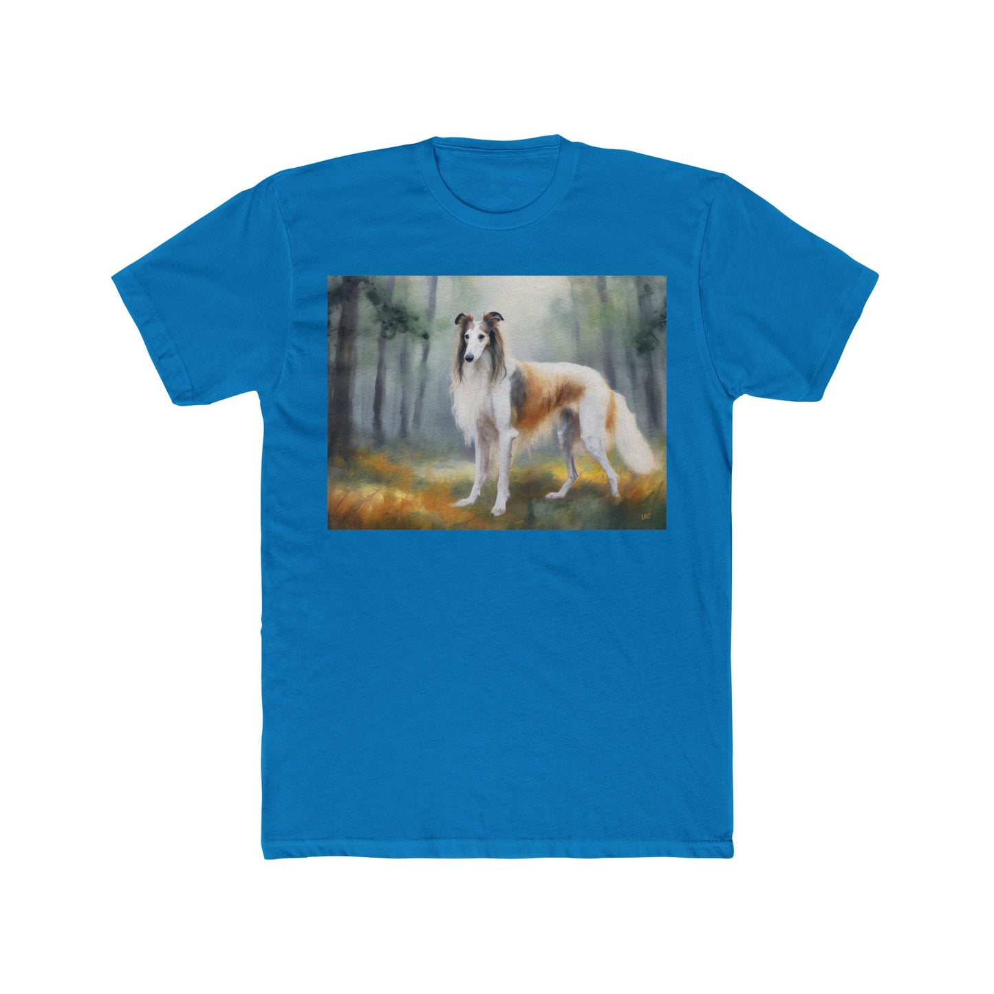 Borzoi 'Russian Wolfhound' Men's Fitted Cotton Crew Tee