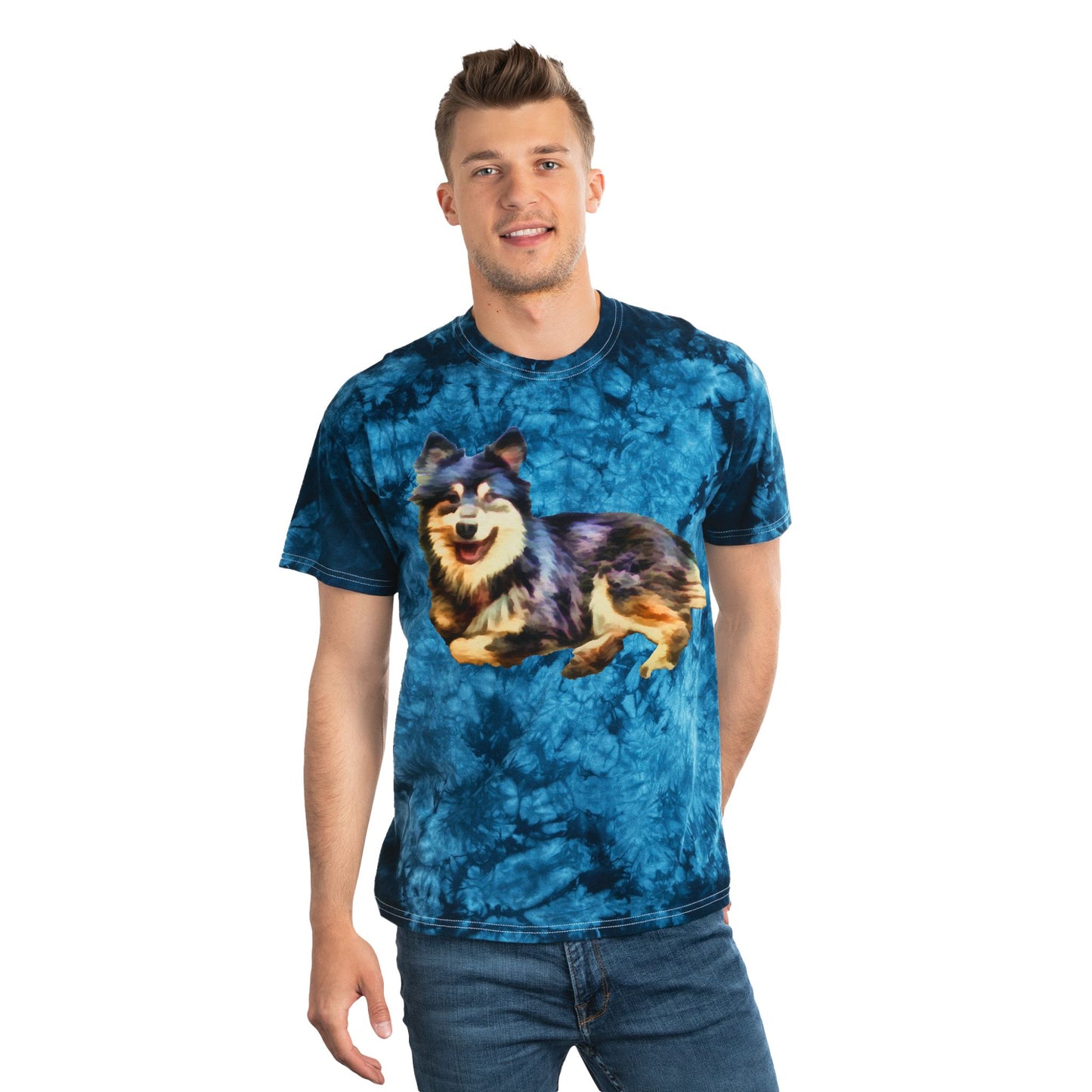 Finnish Lapphund Unisex Cotton Tie-Dye Tee, Crystal