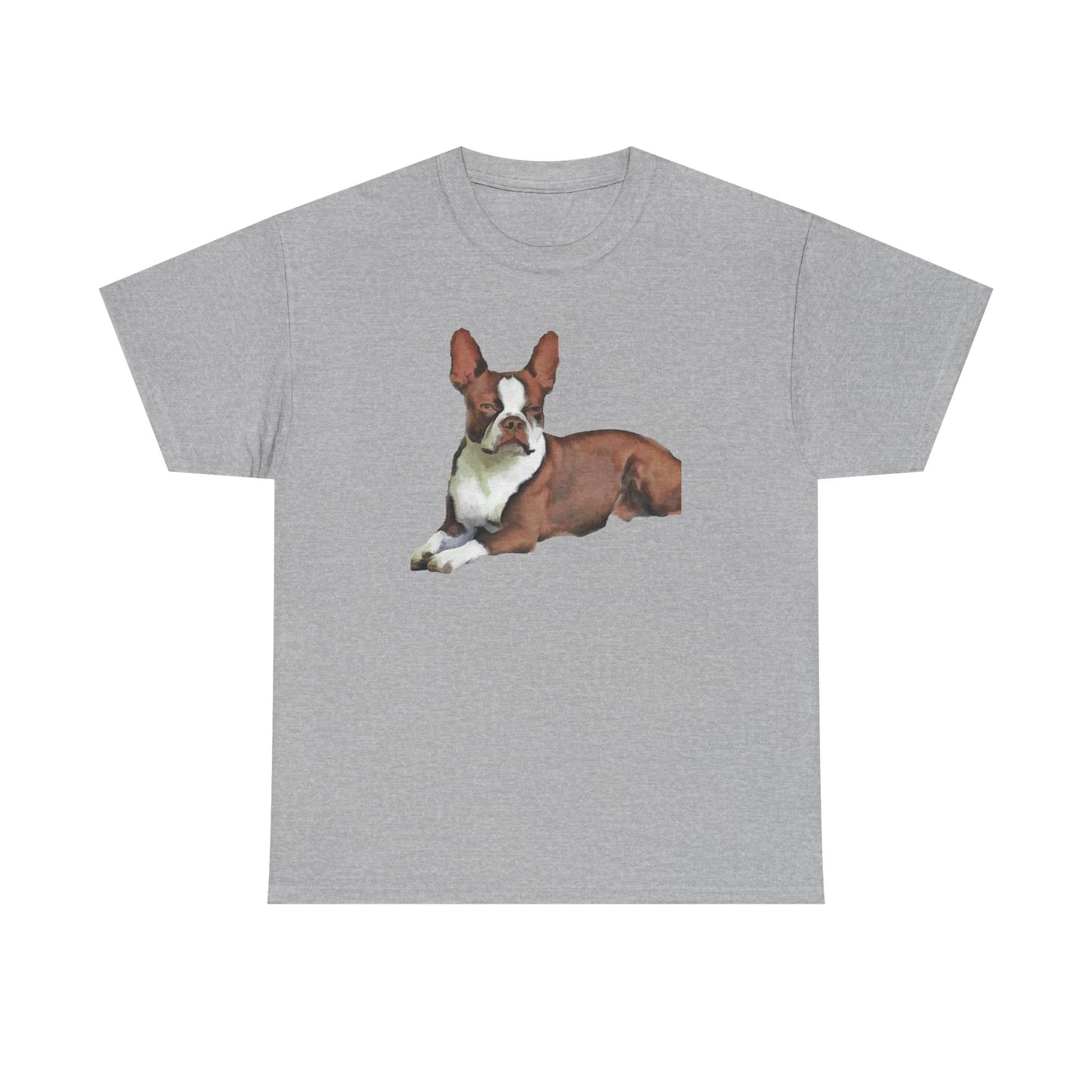 Boston Terrier - Brown & White Unisex Heavy Cotton Tee
