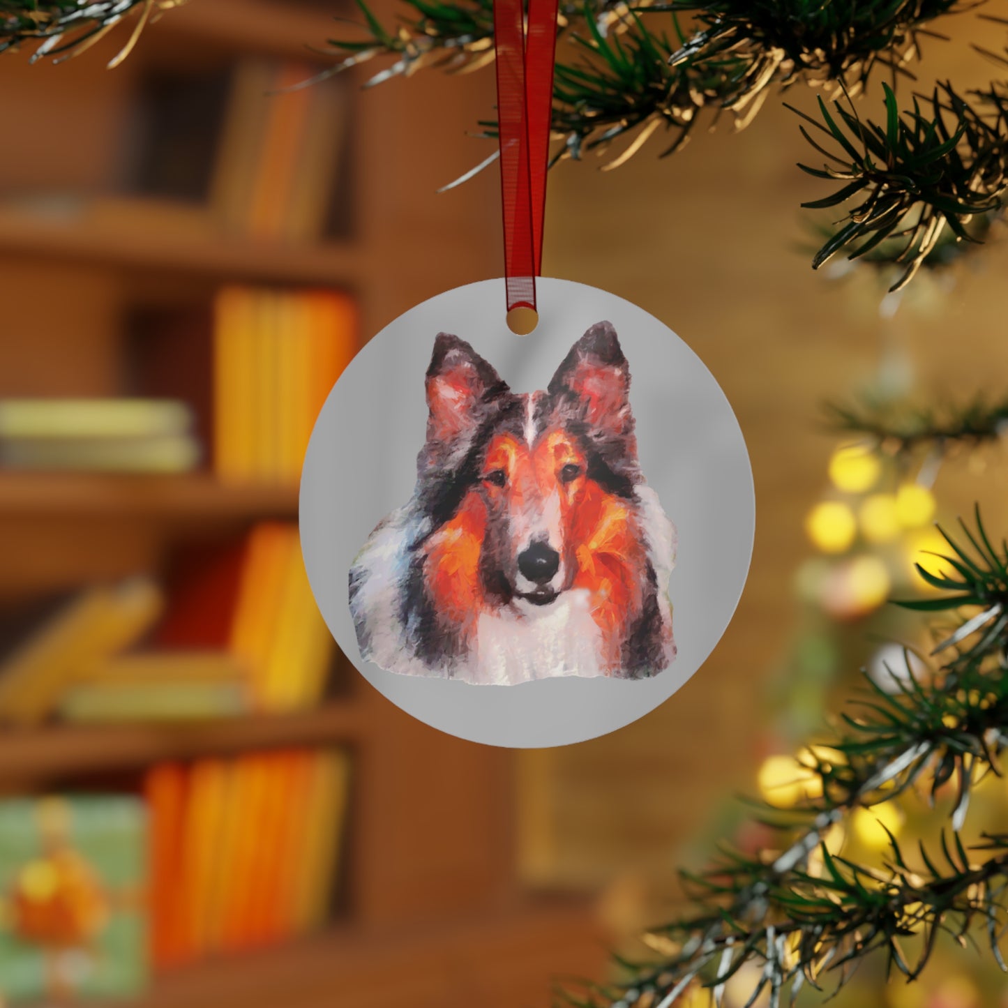 Charming Rough Coated Collie Metal Ornaments