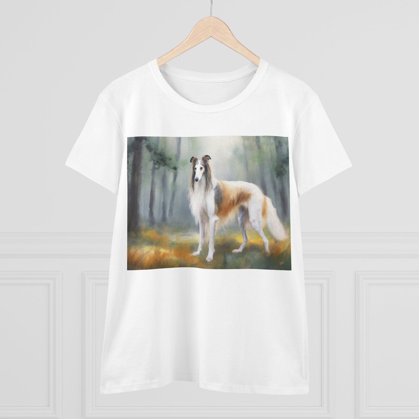 Borzoi 'Russian Wolfhound' Women's Midweight Cotton Tee