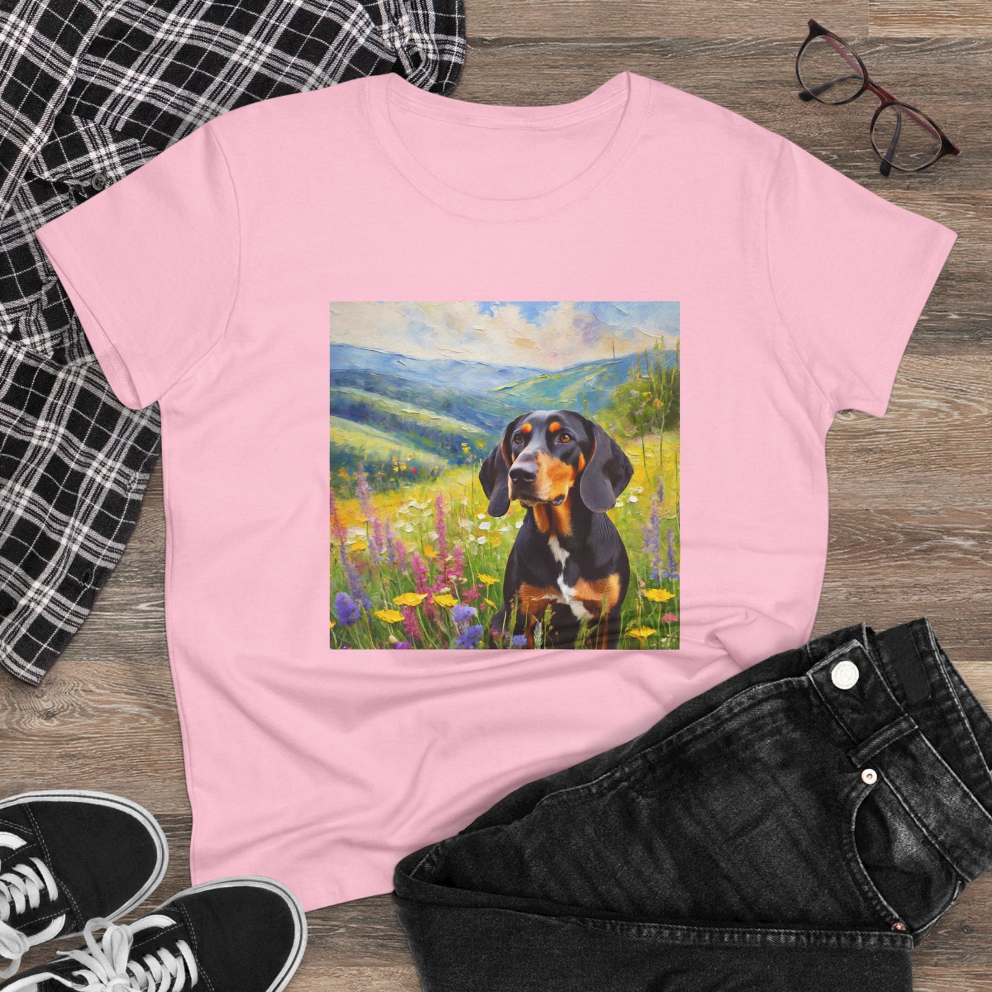 Black & Tan Coonhound Women's Midweight Cotton Tee